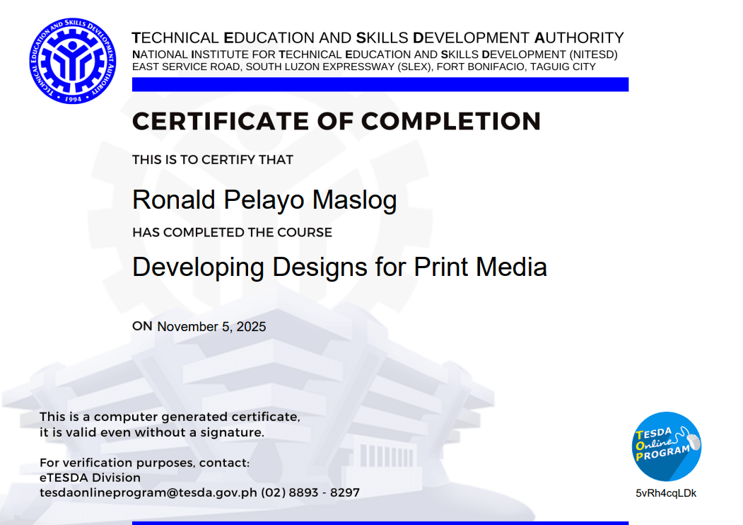 Developing Designs for Print Media credential